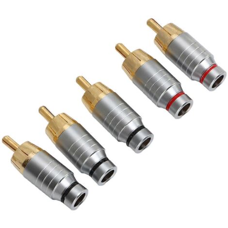 5 connecteurs RCA universels en métal, fiche à souder pour câble audio vidéo, prise haut-parleur stéréo (5 pièces)