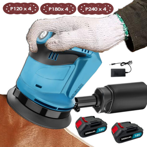 5“ Cordless Random orbital sander Grinding Polishing Machine, 3 Adjustable Speeds,with Dust Bag,12PCS Discs(120mm/180mm/240mm) ,2x 3000mAH Battery+Charger, Compatible with Makita battery
