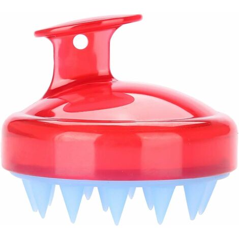 5 couleurs shampooing cheveux cuir chevelu brosse douche bain lavage cheveux massage masseur peigne soin des cheveux bouclés pour tous les types de cheveux avec poils doux (rouge)