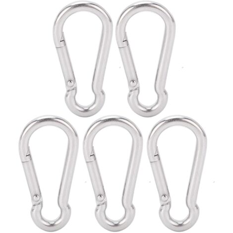 5 Crochets à Ressort en Acier Inoxydable 50mm pour Attaches de Sécurité, Hamac et Accessoires pour Animaux
