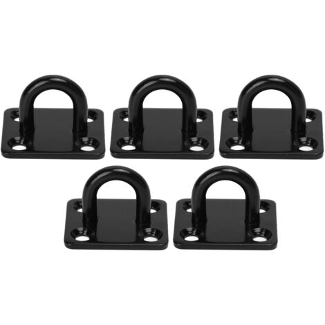 5 Crochets de Plafond en Acier Inoxydable Renforcés, Support de Charge Lourde, Plaque d'Œillet Noir 5mm pour Porte et Fixation
