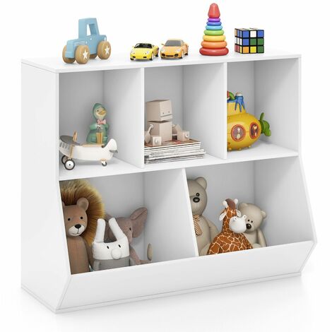 5-Cubby Kids Toy Storage Organizer Wooden Children Bookcase Bookshelf Cabinet