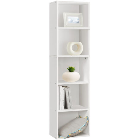 5 Cube Bookcase Shelf Wooden Display Storage Rack Free Standing Shelf Unit White