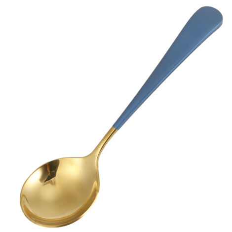 5 Cuillères en Acier Inoxydable pour Enfants, Cuillère à Soupe, Ustensiles de Cuisine et Fournitures Ménagères Bleues