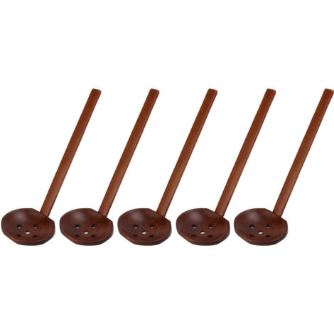 5 cuillères en bois légères à manche robuste, polies à la main, style japonais écaille de tortue, idéales pour restaurants ou cadeaux, avec trous