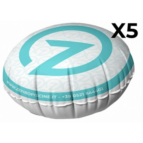 5 Cuscini Gonfiabili ad Aria Galleggianti Anti Ristagno Zefiro Air per Sollevamento Telo di Copertura Piscina - Diametro Cm 80 x H 55 con 2 Passacorda - ALTA QUALITA' MADE IN ITALY