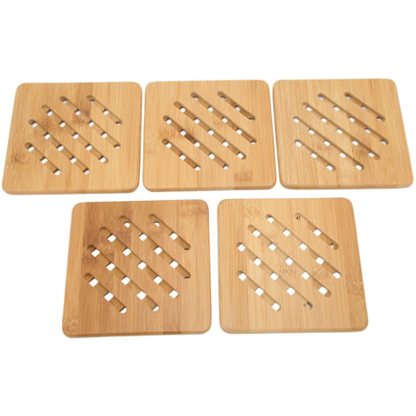 5 Dessous de Plat en Bambou Isolants, Anti-Chaleur pour Poêle et Casserole - Lot de 5, 15x15 cm