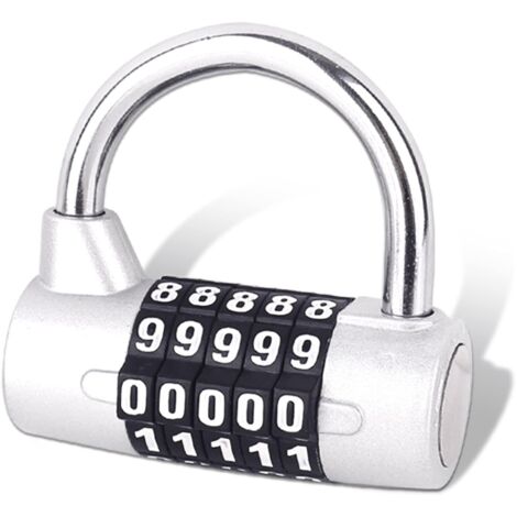 5 Digit Combination Lock, Gym Lock, Replaceable Combination Lock, Suitable for School Lockers, Toolboxes, Fences, Silver (1 Piece)
