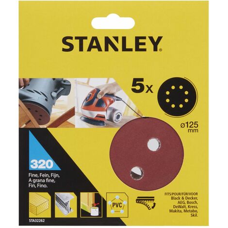 5 Discos ø 125 mm. Para lijadora rotorbital. Grano 320  STY-STA32262-XJ