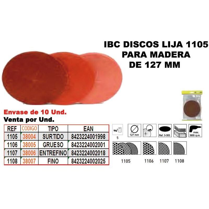 

MIBRICOTIENDA ibc 1-106 5 discos lija 127mm madera grueso