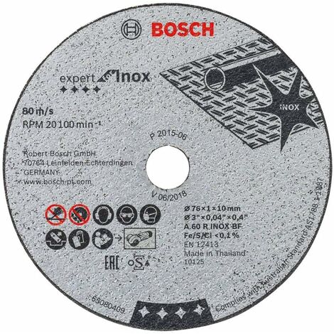 5 disques à tronçonner Expert for Inox (pour acier inoxydable, 76 x 10 x 1 mm, accessoires meuleuse angulaire)