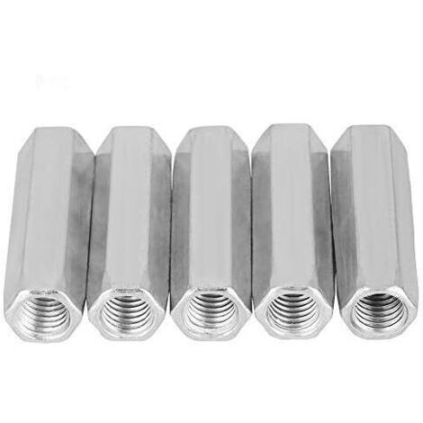 5 écrous hexagonaux à tige longue M10 en acier au carbone, écrous à manchon de raccordement, fixations filetées (M1040) H323