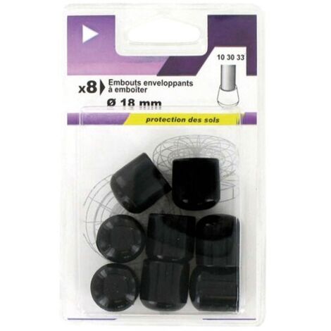 5 Embout Enveloppant Plastique Noir D.18mm Blister De 8 - Vynex