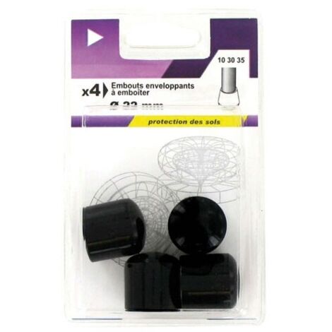 5 Embout Enveloppant Plastique Noir D.22mm Blister De 4 - Vynex