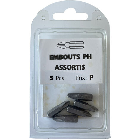 5 embouts Phillips PH1/ PH2/ PH3 acier - Vissal