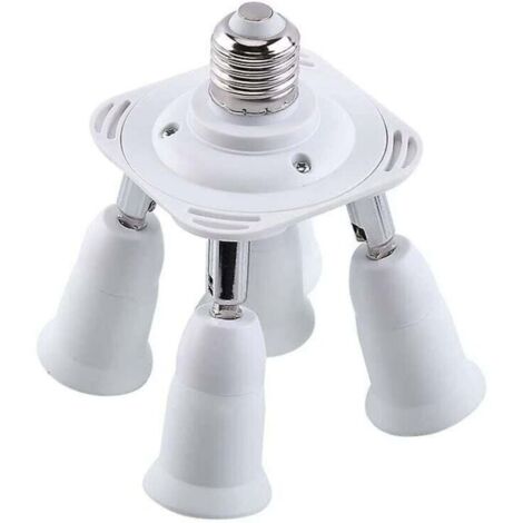 5 en 1 E27 Adaptateur pour Séparateur de Prises Socket Adaptateur Répartiteur Adaptateur de Douille Support de Convertisseur Pour E27 Ampoules LED