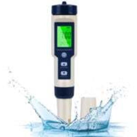 5-en-1Testeur PH Mètre Électronique , PH Mètre avec écran LCD rétro-éclairé, OUYLAF Testeur de qualité de l'eau pour Tester Le pH/TDS/EC/Température/Salinité, pour l'eau Potable/Aquariums/Piscine