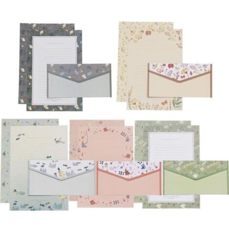 5 ensembles / 45 pcs fleur impression enveloppe et papier à lettre belle écriture papeterie enveloppes Kit scolaire pour l\'école