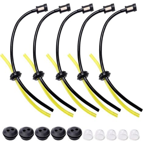 5 Ensembles Universel Filtre à Essence Kit, Tube d'étanchéité, Durites d'essence de Tondeuses avec Poire d Amorçage, pour Coupe-Herbe, Débroussailleuse, Tronconneuse Taille-Haie