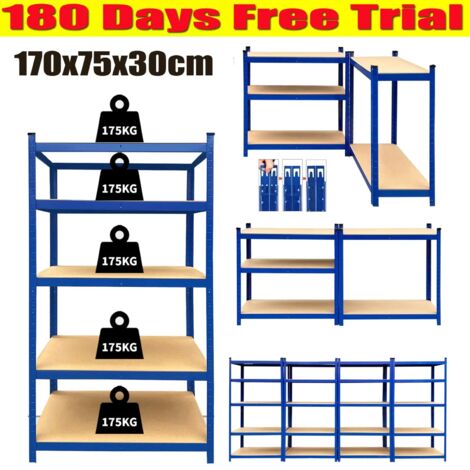 5 Etagen Regal Storage Rack Schwerlast Lagerregal Regale Aufbewahrung 170cm Blau