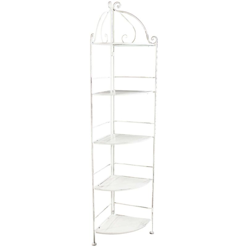 5 étagères à étagères avec des coins en acier blanc antique Angela