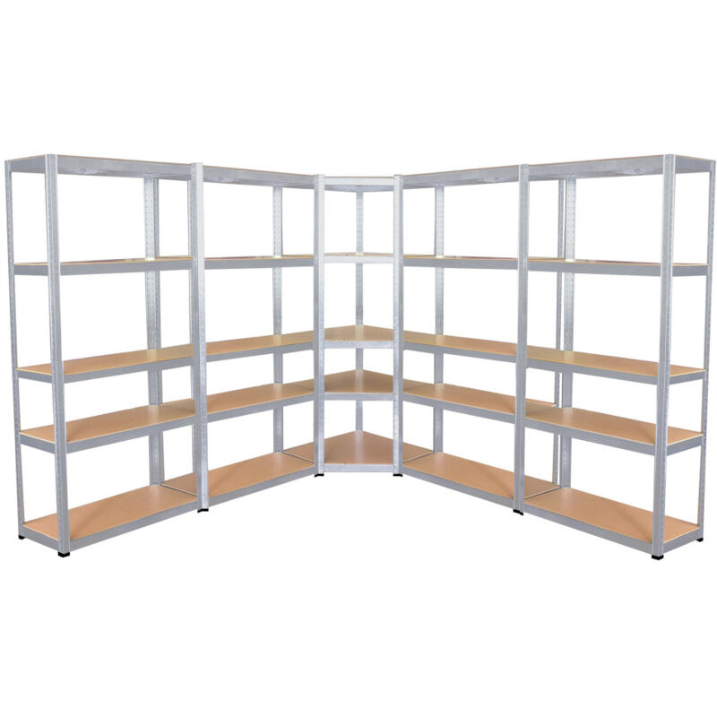 5 étagères xxl spécial angle pour grand garage - Hauteur 2m20 - Étagères de coin charges très lourdes -1325 kg - Montage facile