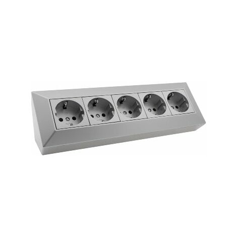 5-fach Steckdosenblock, silber 250V/ 16A, Aufbaumontage