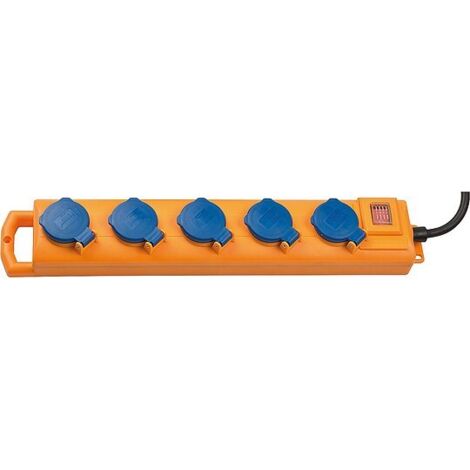 5-fach Steckdosenleiste IP54, H07RN-F3G1,5, mit Kabeldeckel - 2m