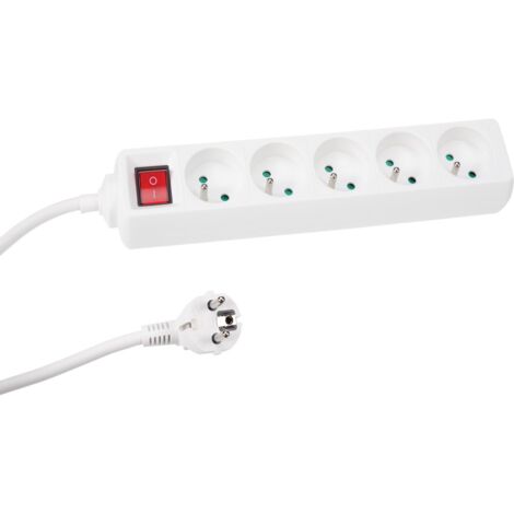 5-FACH-STECKDOSENLEISTE - MIT SCHALTER - KABEL: 1.5 m - STECKER-TYP E (FRANZÖSISCHES SYSTEM)