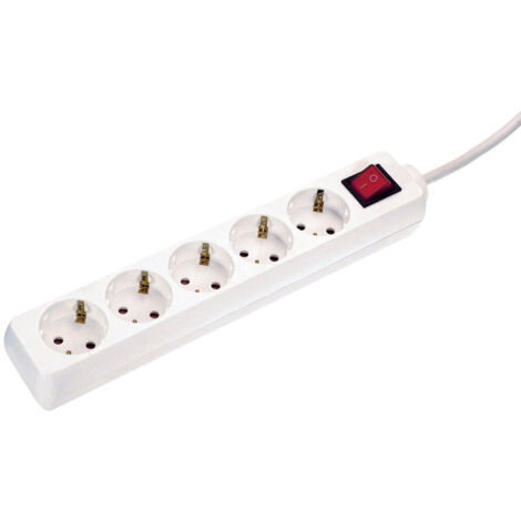 5-fach Steckdosenleiste + Schalter 1,4m weiß H05VV-F3G1,5 IP20