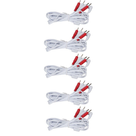 5 fils TENS multifonctions 1,5 m avec connecteurs 1-4 broches pour électrothérapie et stimulation musculaire, prise 2,5 mm blanc