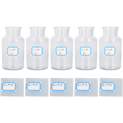 5 Flacons de Laboratoire en Verre Borosilicate 250ml, Bouchon Large pour Expériences Scientifiques et Stockage