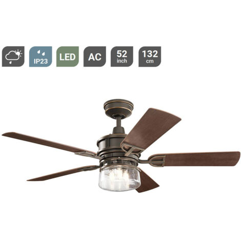 5 Flügel 132 cm Deckenventilator mit LED-Licht Olde Bronze Fernbedienung Ventilatore da soffitto a 5 pale da 132 cm con telecomando in bronzo antico con luce a LED
