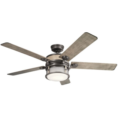 5 Flügel 152 cm Deckenventilator mit LED-Licht Amboss Eisen IP44 Fernbedienung Ventilatore da soffitto a 5 pale da 152 cm con telecomando IP44 in ferro a incudine a luce LED