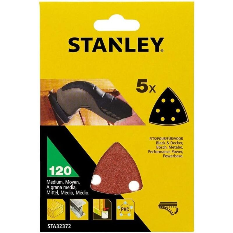 5 fogli grana 120 per levigatrici - Stanley