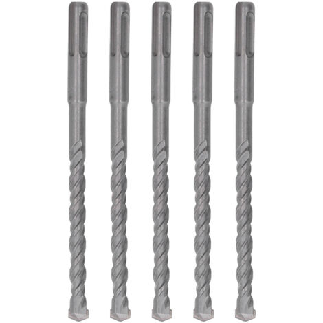 5 Forets à Percussion Carbure 160mm pour Béton Pierre Brique, Mèches Rotatives à 2 Goujures Auto-centrantes pour Marteau Perforateur, 10mm/0.39in
