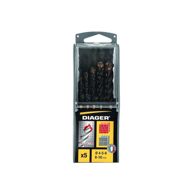 Diager - Coffret plastique de 5 forets béton queue cylindrique optima 3+ ref.263B