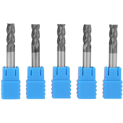 5 frese in metallo duro a quattro taglienti per fresatura CNC, diametro 6 mm x lunghezza 50 mm