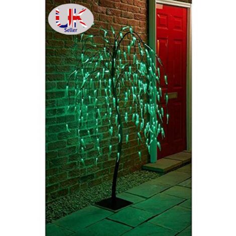 5 Ft Weeping Willow Tree 240 Green LED lights Christmas Decor Indoor Outdoor
