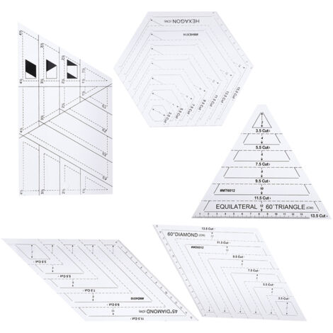 5 Gabarits de Patchwork Transparents pour Couture, Quilting et Projets DIY Créatifs