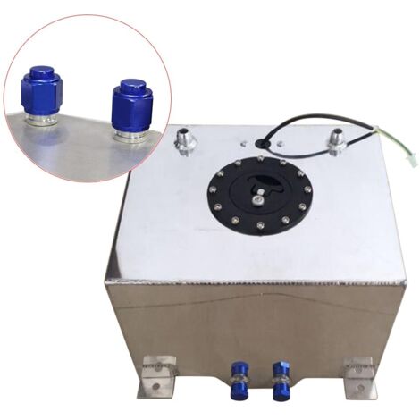 5-Gallonen-Kraftstofftank aus Aluminium mit silbernem Kunststoffdeckel und Sensor 20-Liter-Kraftstofftank