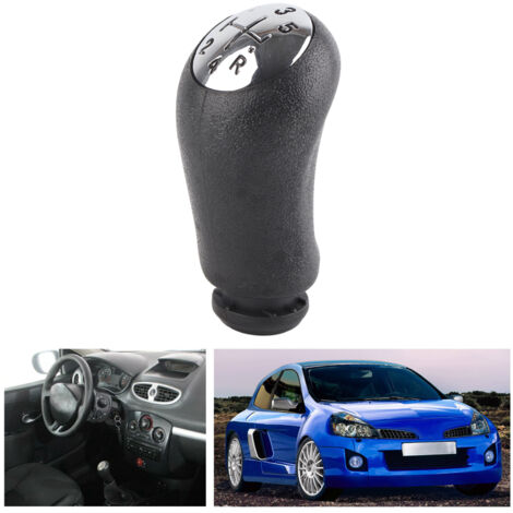5-Gang-Schaltknauf, schwarz-silber, ABS, Ersatz für Renault Clio III und Mégane II