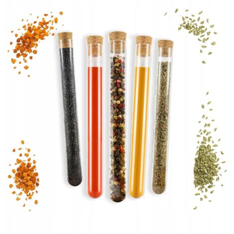 5 Glasfläschchen mit Korken für Gewürze, Kräuter, Proben, Süßigkeiten, Hochzeiten