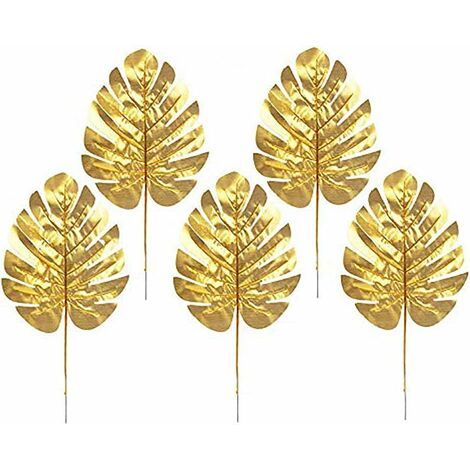 10 STÜCKE Gold Dekoration Nachahmung Schildkröte Zurück Blatt Künstliche Pflanzen Tropische Palmblätter Party Blätter