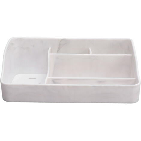 5 Grid Makeup Organizer Silicone Cosmetic Storage Box Makeup Desk Organizer for Cosmetics Skincare Lipstick Brushes Lotions Eyeshadow Nail Polish Jewelry Marble Color