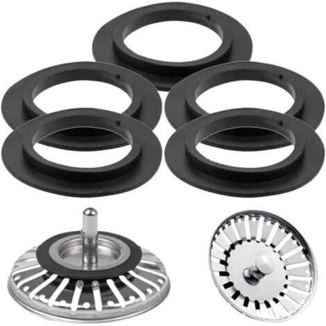 5 Guarnizioni di ricambio per scarichi e sifoni di cucine, bagni e altri scarichi - O-ring in gomma con bordo per filtri e sifoni - Per rubinetti di vasche e lavandini