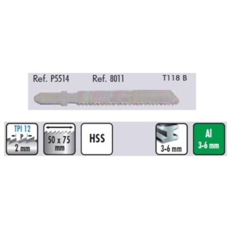 5 hojas calar chapa/aluminio 5514 t118b metal grueso(3-6) en general.12 dientes