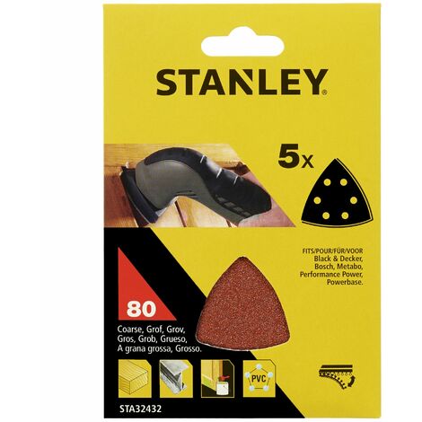 5 Hojas de lija.Grano 80. STY-STA32432-XJ