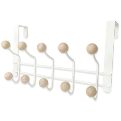5 Hook Over Door Hanger with Wooden Ball, for Home Entrance, Wardrobe--