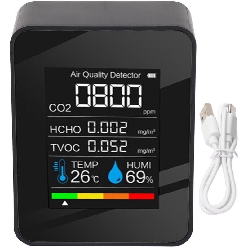 Image of 5-in-1 Air Quality Monitor, Multifunctional CO2,&hellip;